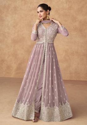 Black Embroidery Chinon Palazzo Set