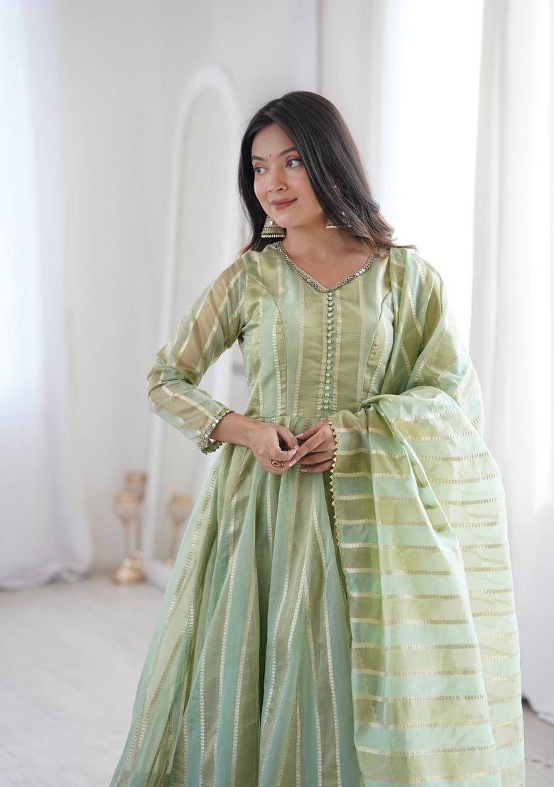 Pista Embroidery Viscose Gown Set - Indya