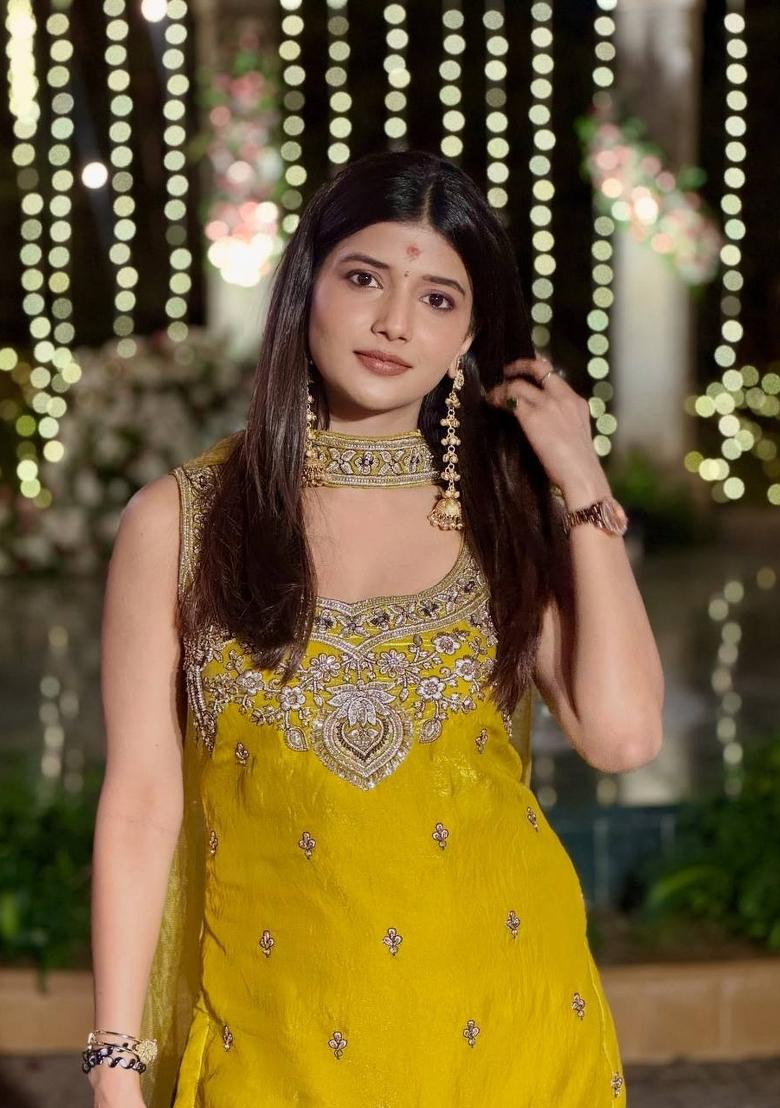 Yellow Embroidery Silk Sharara Set - Indya