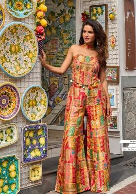 Multicolor Printed Silk Kurta Set
