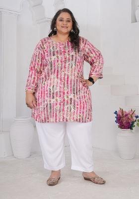 Pink Printed Rayon Kurta