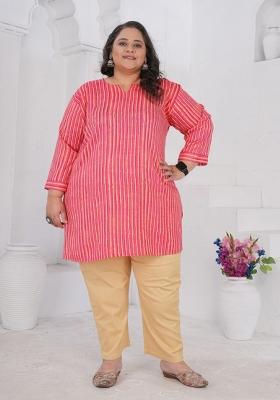Pink Printed Rayon Kurta