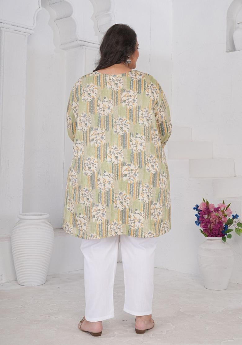Grey Printed Rayon Kurta - Indya