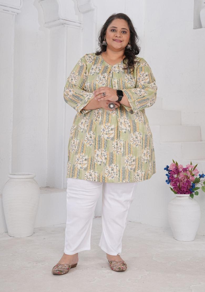 Grey Printed Rayon Kurta - Indya