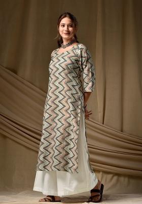 Green Printed Cotton Kurta