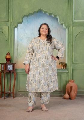 Grey Printed Rayon Kurta Set
