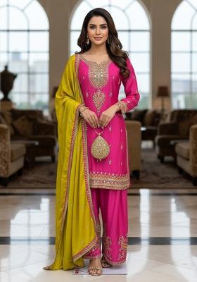 Pink Embroidery Tissue Kurta Set