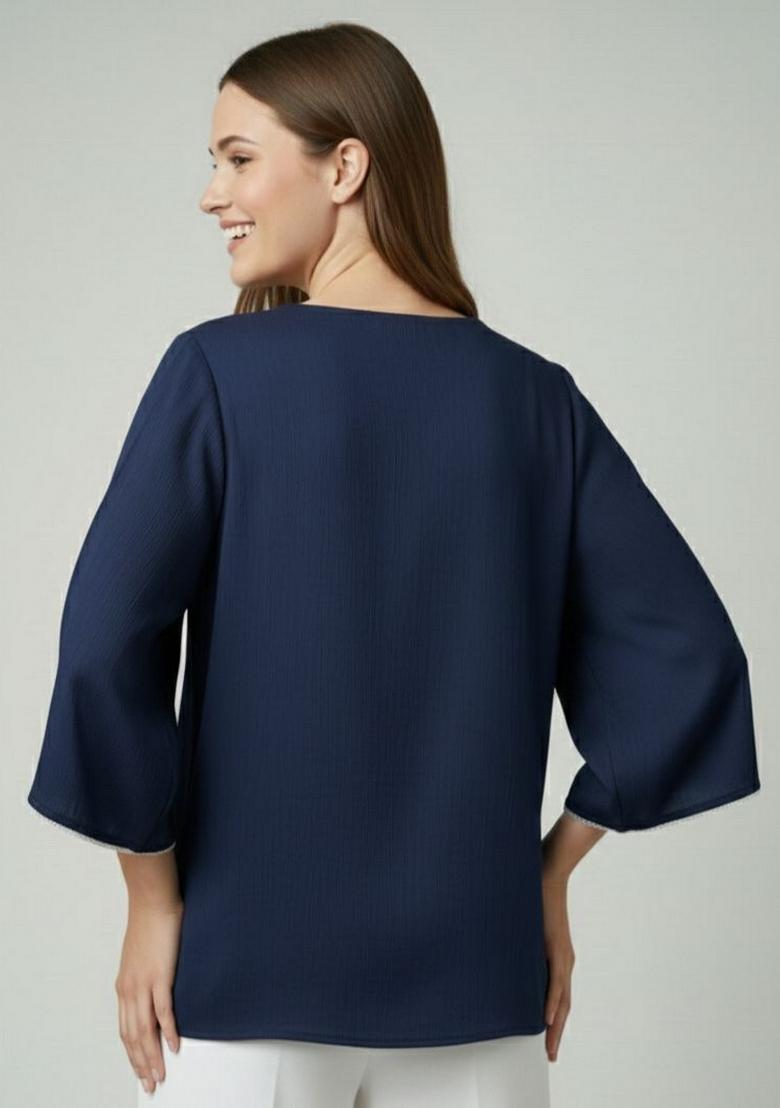 Blue Printed Silk Kurta - Indya
