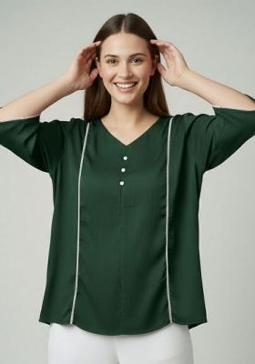 Green Printed Silk Kurta