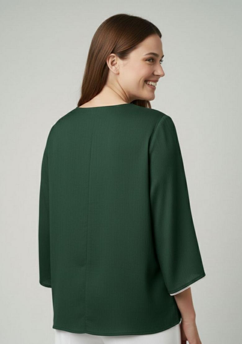 Green Printed Silk Kurta - Indya