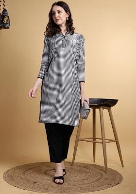 Black Printed Cotton Kurta Set