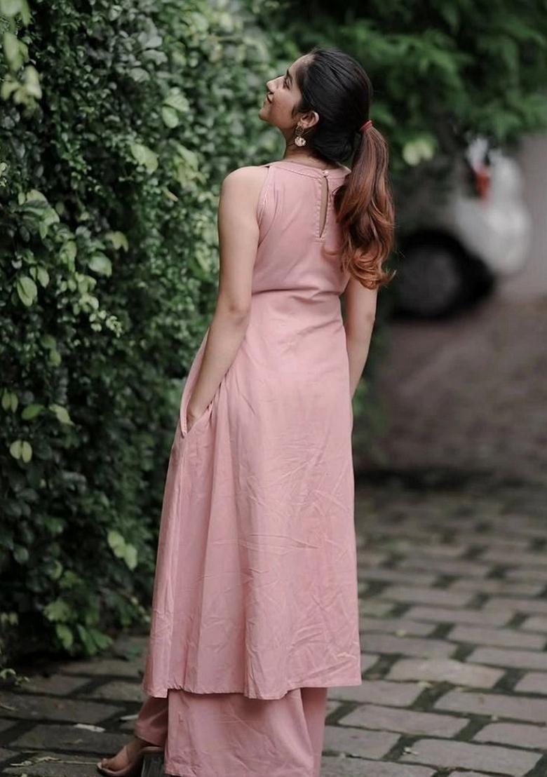 Peach Printed Cotton Kurta Set - Indya