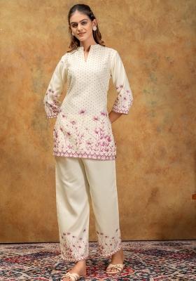 Pink Printed Cotton Kurta Set