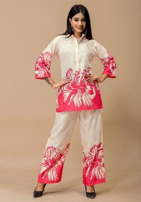 Pink Printed Cotton Kurta Set