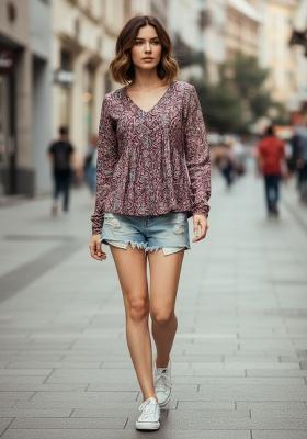 Magenta Printed Crepe Kurta