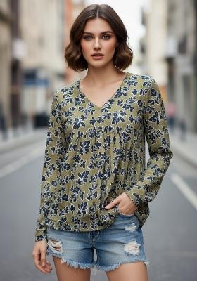 Green Printed Crepe Kurta