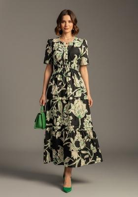 Black Printed Silk Kurta