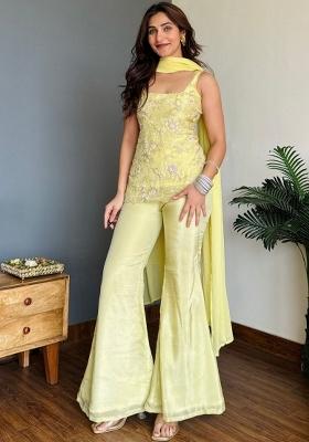 Yellow Embroidery Georgette Kurta Set