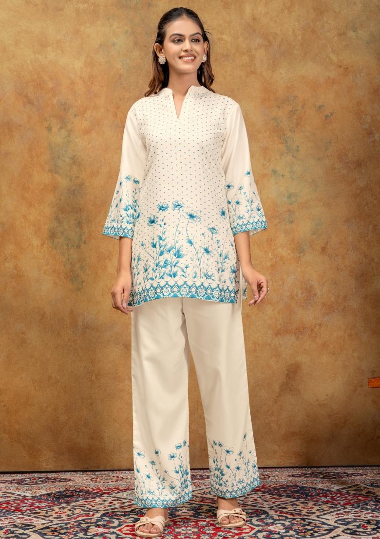 Multicolor Printed Cotton Kurta Set - Indya
