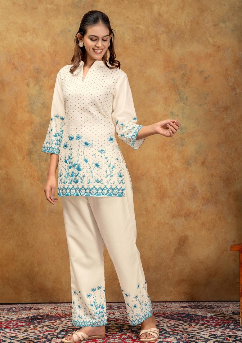 Multicolor Printed Cotton Kurta Set - Indya
