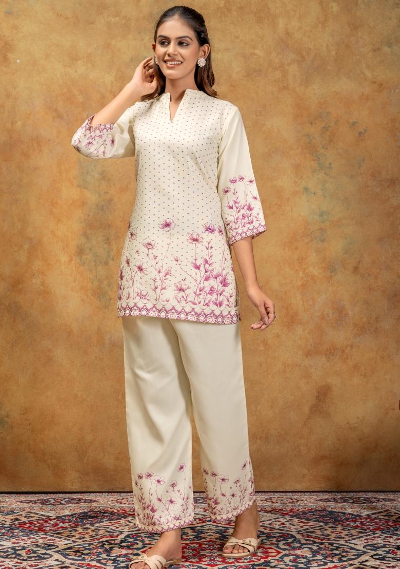 Multicolor Printed Cotton Kurta Set - Indya