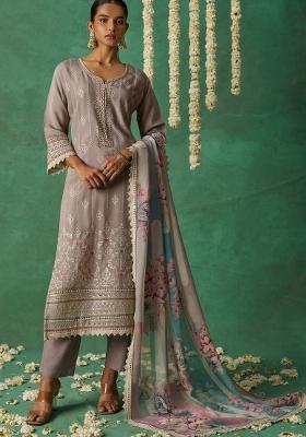 Pastel Embroidered Organza Kurta Set