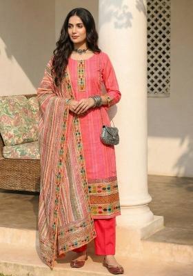 Pink Printed Cotton Kurta Set