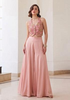 Pink Embroidered Silk Kurta Set