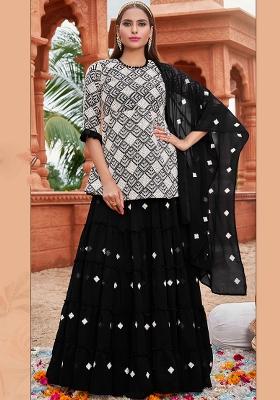 Black Embroidered Georgette Kurta Set