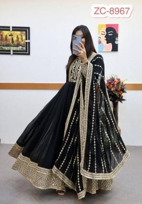 Black Embroidered Georgette Kurta Set