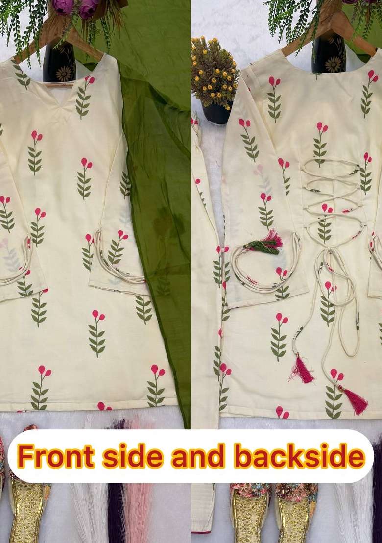 White Embroidered Cotton Sharara Set - Indya