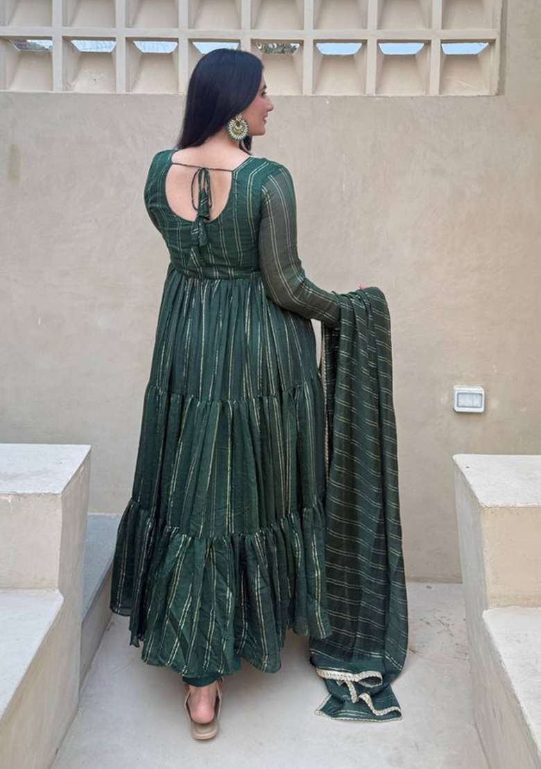 Green Printed Silk Sharara Set - Indya
