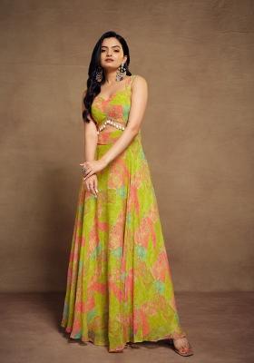 Light Green Printed Georgette Gown