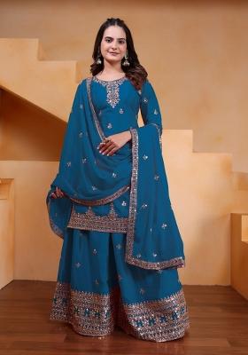 Mehendi Sequin Work Chinon Kurta Set