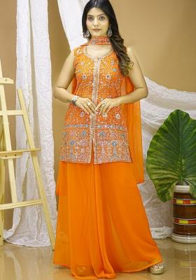 Black Sequin Work Georgette Kurta Set