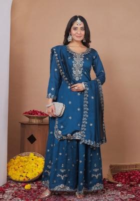 Light Pink Sequin Work Silk Kurta Set