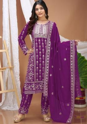 Light Brown Sequin Work Georgette Kurta Set