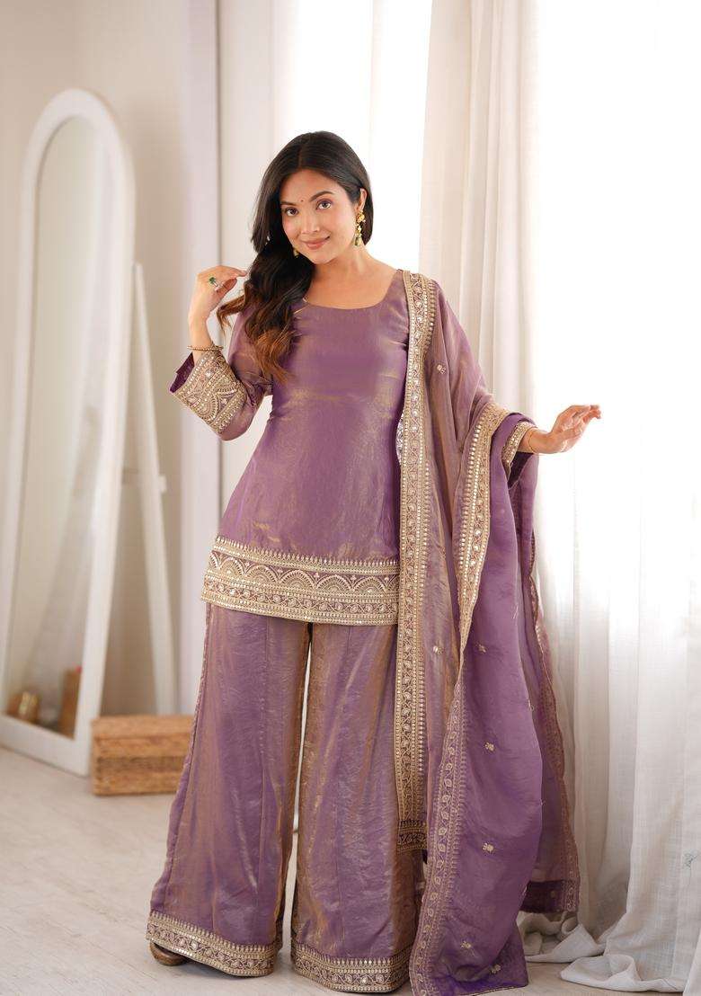 Dusty Pink Embroidered Silk Kurta Set - Indya