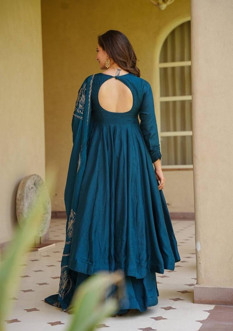 Morpeach Embroidered Silk Palazzo Set - Indya