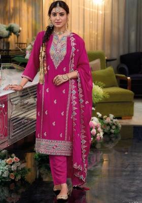 Pink Sequin Work Silk Palazzo Set