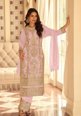 Lilac Sequin Work Georgette Kurta Set