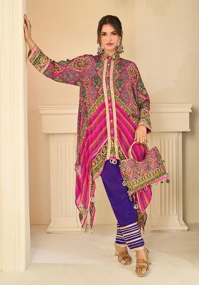 Multicolor Printed Silk Kurta Set