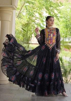 Black Bandhej Georgette Anarkali