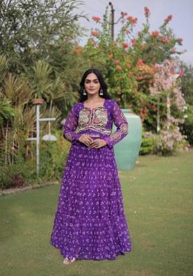 Violet Bandhej Georgette Anarkali