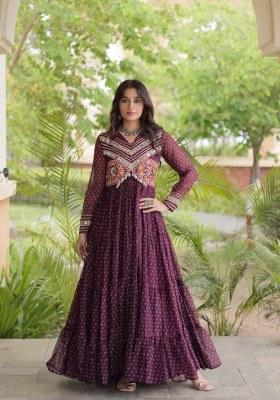 Maroon Bandhej Georgette Anarkali