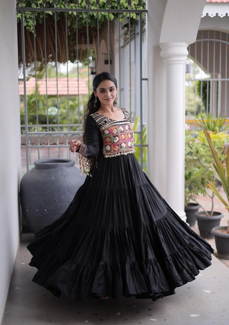 Black Mirror Work Rayon Anarkali - Indya