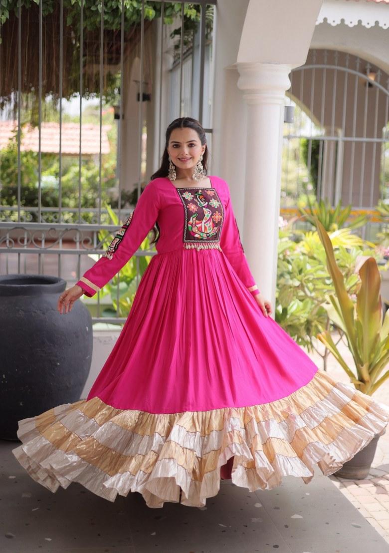 Rani Pink Kutch Rayon Anarkali - Indya