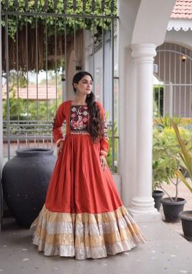 Orange Kutch Rayon Anarkali