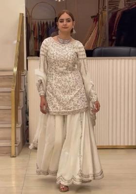 White Embroidered Georgette Kurta Set