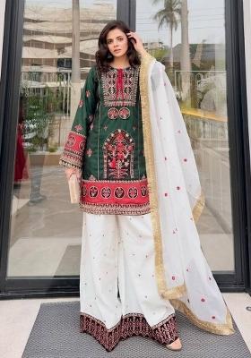 Green Embroidered Silk Kurta Set